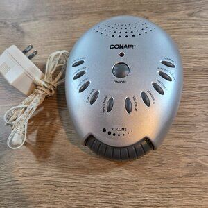 Conair SU1 Sound Therapy White Noise Machine Soothing Nature Sounds Silver EUC